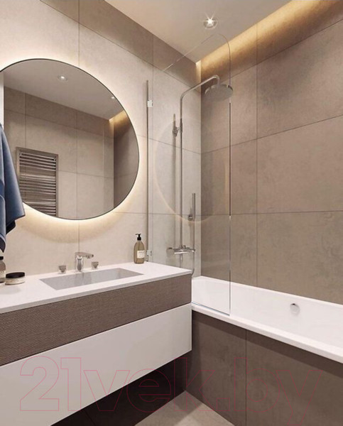 Изображение товара Стеклянная шторка для ванны Стеклоконтакт 6F-1500х700 (прозрачное стекло)