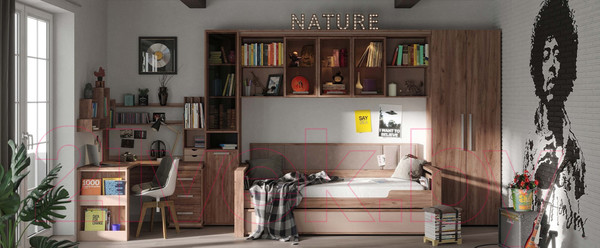 Изображение товара Полка-ячейка Глазов Nature 100 (дуб табачный Craft)