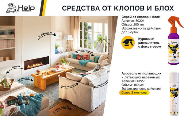 Изображение товара Аэрозоль от насекомых Help Инсектицидный / 80222 (180мл)