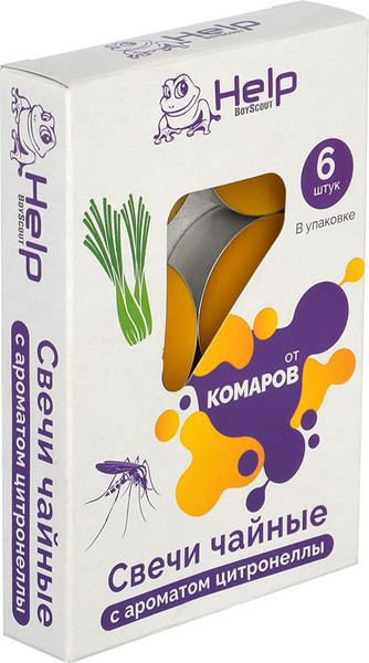 Изображение товара Набор свечей от насекомых Help С ароматом цитронеллы / 80015 (6шт)