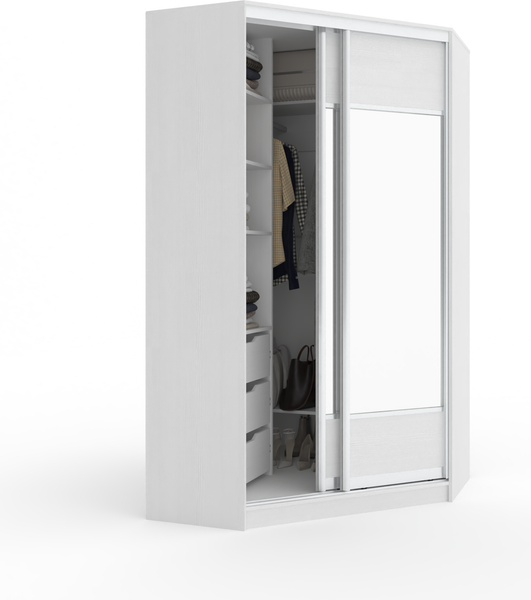 Изображение товара Шкаф-купе Кортекс-мебель Сенатор ШК30 Геометрия ДСП с зеркалом (белый)