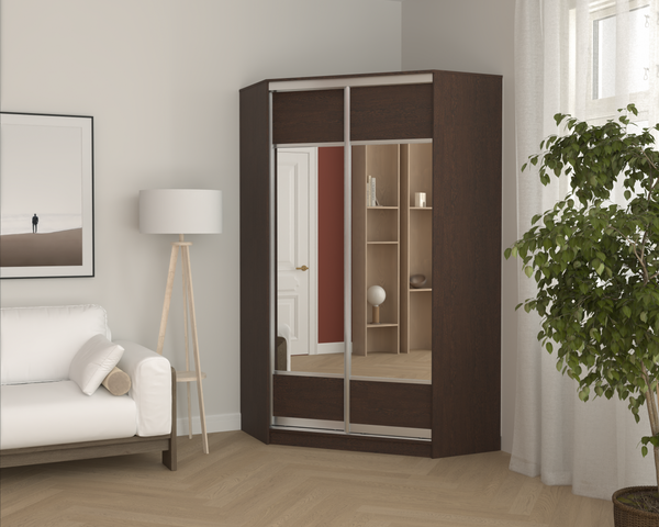 Изображение товара Шкаф-купе Кортекс-мебель Сенатор ШК30 Геометрия ДСП с зеркалом (венге)