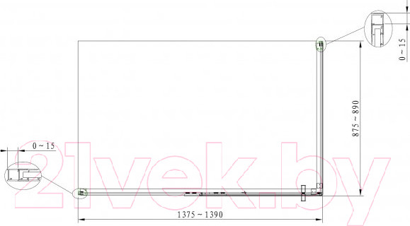 Изображение товара Душевой уголок Aquanet Ideal 140x90 / AE-AXC94MB-S-B (прозрачное стекло/черный матовый)