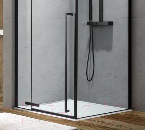 Изображение товара Душевой уголок Aquanet Ideal 140x90 / AE-AXC94MB-S-B (прозрачное стекло/черный матовый)