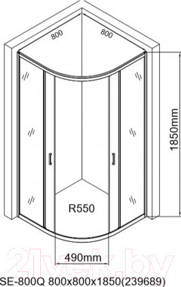 Изображение товара Душевой уголок Aquanet Полукруглый 80x80 / SE-800Q (узорчатое стекло)