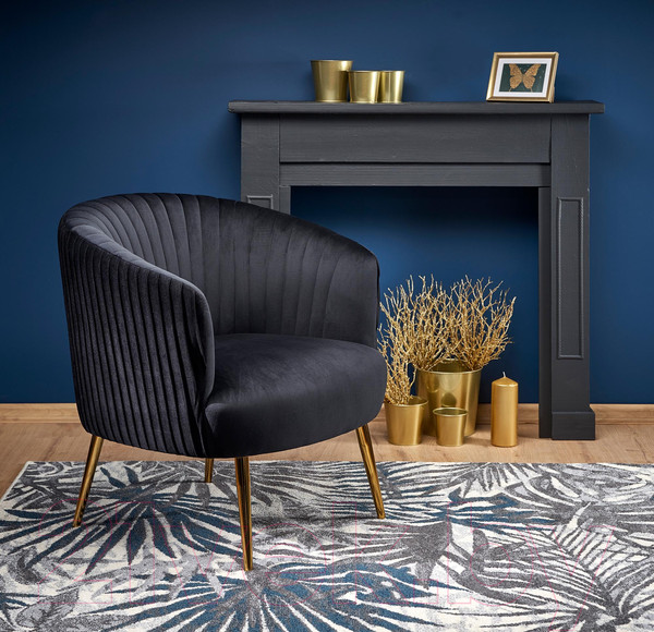 Изображение товара Кресло мягкое Halmar Crown (черный/золото)