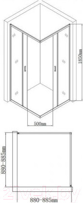 Изображение товара Душевой уголок Aquanet Квадратный 90x90 / SE-900S (прозрачное стекло)