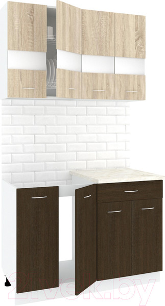 Изображение товара Кухонный гарнитур Кортекс-мебель Корнелия Экстра 1.2м (дуб сонома/венге/королевский опал)