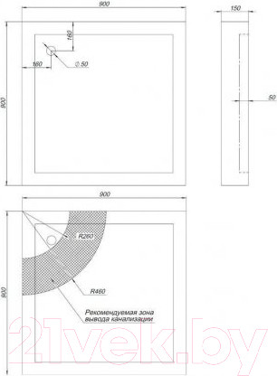 Изображение товара Душевой поддон Aquanet НХ108 90x90 / 180694