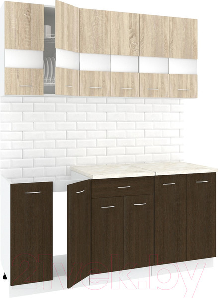 Изображение товара Кухонный гарнитур Кортекс-мебель Корнелия Экстра 1.7м (дуб сонома/венге/королевский опал)