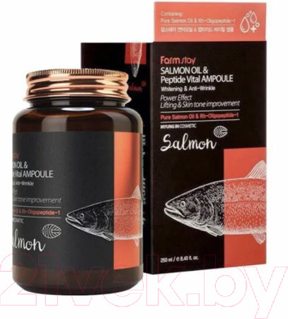 Изображение товара Сыворотка для лица FarmStay Многофункциональная ампульная с маслом лосося и пептидами (250мл)