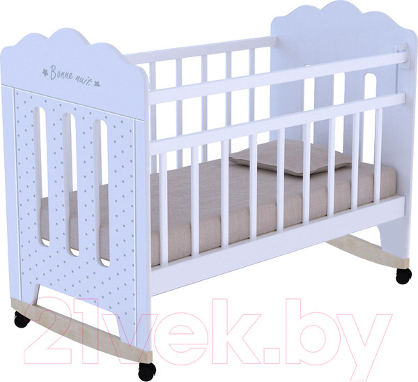 Изображение товара Детская кроватка VDK Bonne колесо-качалка (белый)