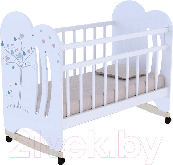 Изображение товара Детская кроватка VDK Wind Tree колесо-качалка (белый)
