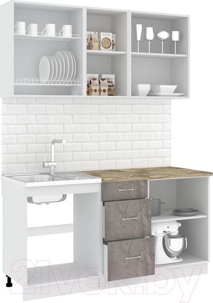 Изображение товара Кухонный гарнитур Кортекс-мебель Корнелия Лира 1.6м (капучино/оникс/мадрид)