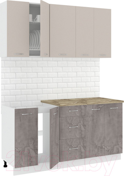 Изображение товара Кухонный гарнитур Кортекс-мебель Корнелия Лира 1.6м (капучино/оникс/мадрид)