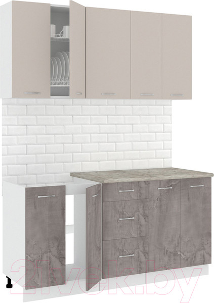 Изображение товара Кухонный гарнитур Кортекс-мебель Корнелия Лира 1.6м (капучино/оникс/марсель)