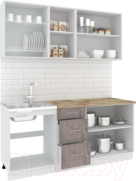 Изображение товара Кухонный гарнитур Кортекс-мебель Корнелия Лира 1.8м (капучино/оникс/мадрид)
