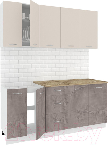 Изображение товара Кухонный гарнитур Кортекс-мебель Корнелия Лира 1.8м (капучино/оникс/мадрид)
