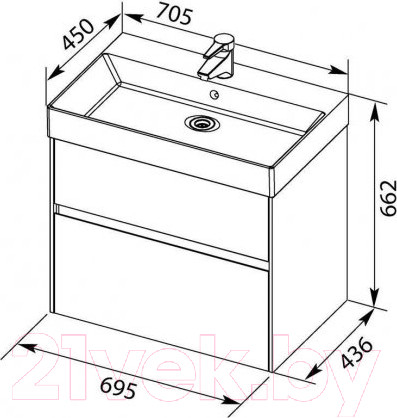 Изображение товара Тумба с умывальником Aquanet Бруклин 70 / 212597