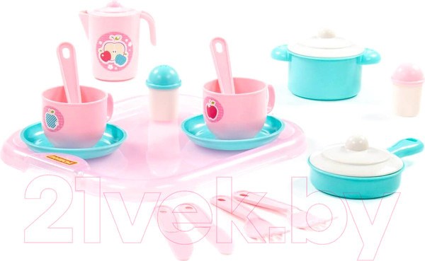 Изображение товара Набор игрушечной посуды Полесье Хозяюшка с подносом / 80462 (на 2 персоны)