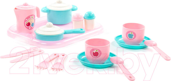 Изображение товара Набор игрушечной посуды Полесье Хозяюшка с подносом / 80462 (на 2 персоны)