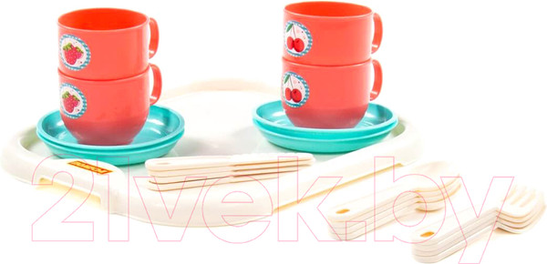 Изображение товара Набор игрушечной посуды Полесье Минутка с подносом / 80516 (на 4 персоны)