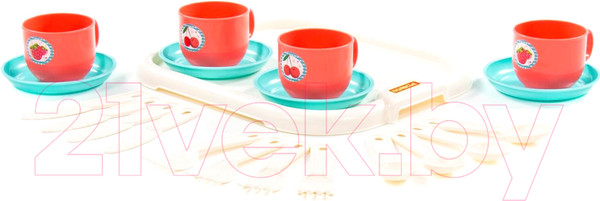 Изображение товара Набор игрушечной посуды Полесье Минутка с подносом / 80516 (на 4 персоны)