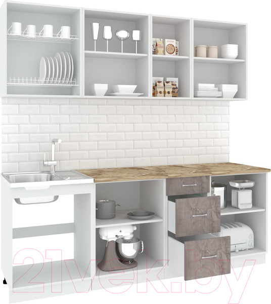 Изображение товара Кухонный гарнитур Кортекс-мебель Корнелия Лира 2.2м (капучино/оникс/мадрид)