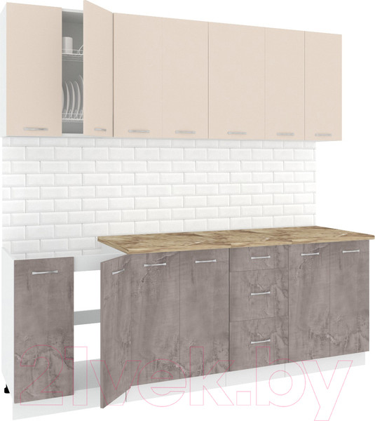 Изображение товара Кухонный гарнитур Кортекс-мебель Корнелия Лира 2.2м (капучино/оникс/мадрид)