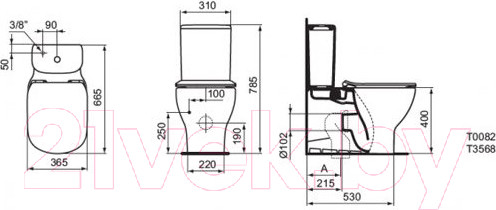 Изображение товара Унитаз напольный Ideal Standard Tesi AquaBlade T008201 + T352701 + T356801