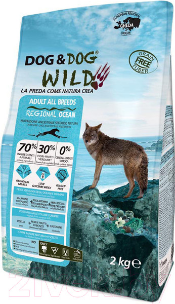 Изображение товара Сухой корм для собак Gheda Petfood Dog&Dog Wild Regional Ocean с океанической рыбой и лососем (2кг)