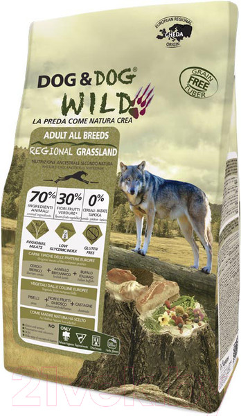 Изображение товара Сухой корм для собак Gheda Petfood Dog&Dog Wild Regional Grassland со свининой, ягненком и буйволом (12кг)