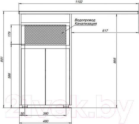 Изображение товара Тумба под умывальник Aquanet Токио 48 / 237744 (с ящиком)