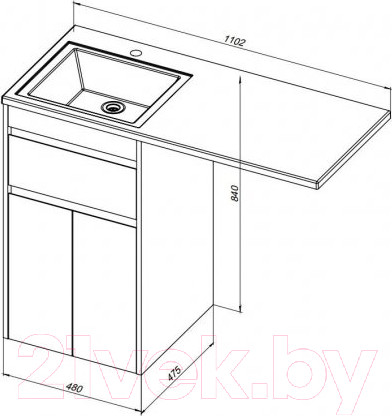 Изображение товара Тумба под умывальник Aquanet Токио 48 / 237744 (с ящиком)