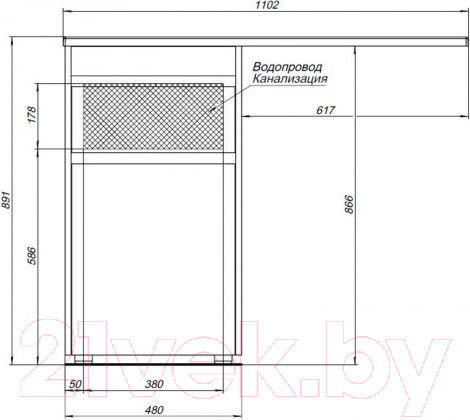 Изображение товара Тумба под умывальник Aquanet Токио 48 / 239289 (с ящиком)