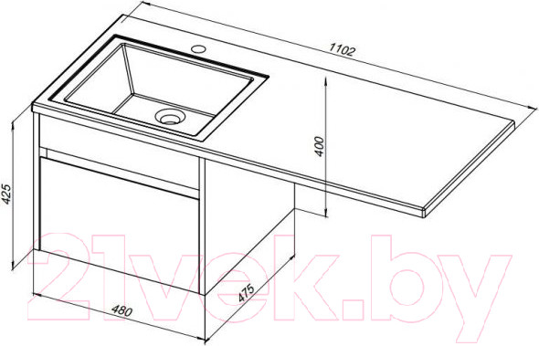 Изображение товара Тумба под умывальник Aquanet Токио 48 / 236915 (с ящиком)