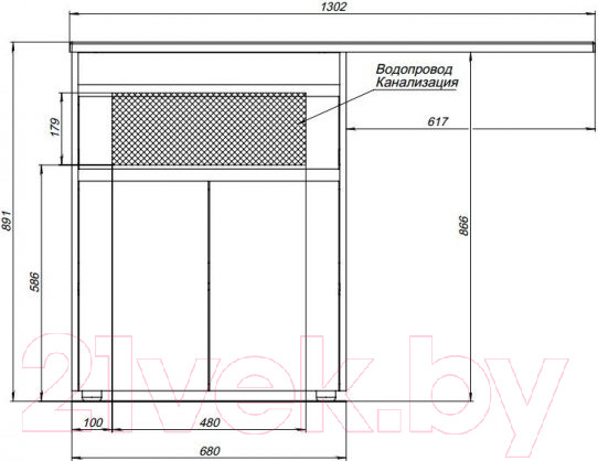 Изображение товара Тумба под умывальник Aquanet Токио 68 / 237746 (с ящиком)
