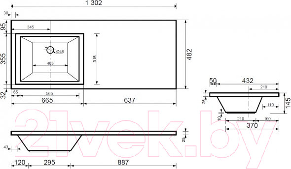 Изображение товара Тумба под умывальник Aquanet Токио 68 / 237746 (с ящиком)