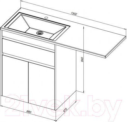 Изображение товара Тумба под умывальник Aquanet Токио 68 / 237746 (с ящиком)