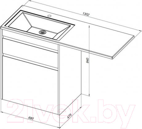 Изображение товара Тумба под умывальник Aquanet Токио 68 / 239291 (с ящиком)