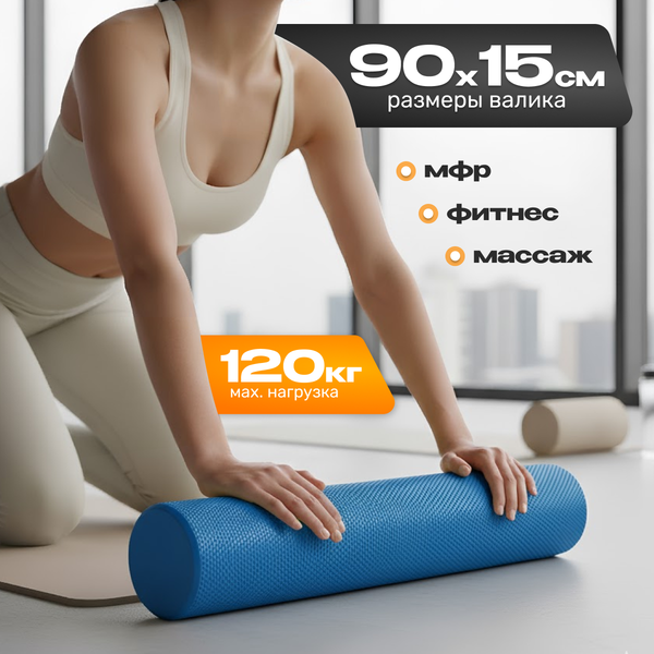 Изображение товара Валик для фитнеса Sundays Fitness IR97433 (15x90, голубой)
