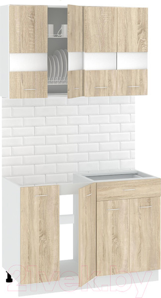 Изображение товара Кухонный гарнитур Кортекс-мебель Корнелия Экстра 1.1м без столешницы (дуб сонома)