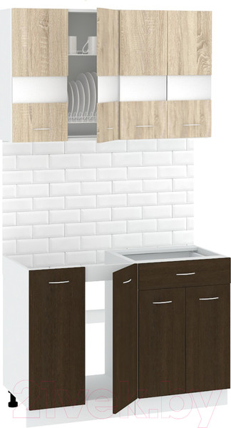 Изображение товара Кухонный гарнитур Кортекс-мебель Корнелия Экстра 1.1м без столешницы (дуб сонома/венге)