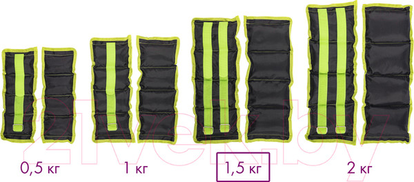 Изображение товара Комплект утяжелителей Sundays Fitness IR97812 (1.5кг, черный/зеленый)