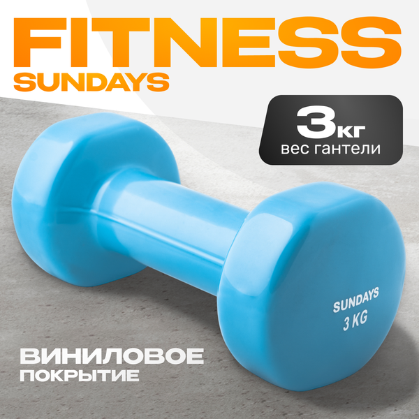 Гантель Sundays Fitness IR92005 (3кг, голубой)