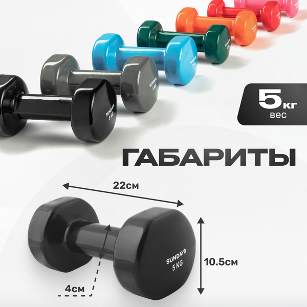 Изображение товара Гантель Sundays Fitness IR92005 (5кг, черный)