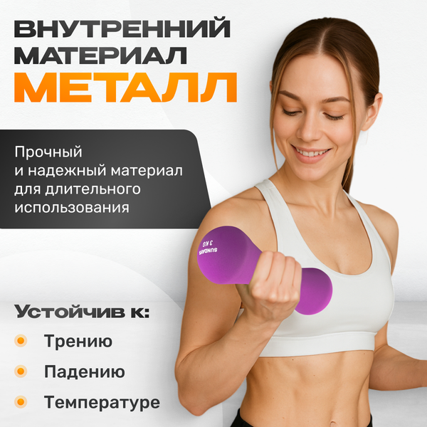 Изображение товара Гантель Sundays Fitness IR92004-D (3кг, фиолетовый)