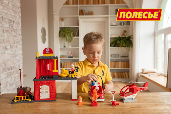 Изображение товара Конструктор Полесье Макси. Пожарная станция / 77516 (64эл)