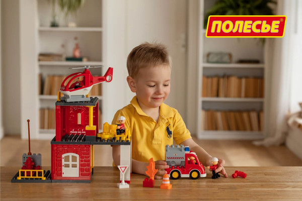 Изображение товара Конструктор Полесье Макси. Пожарная станция / 77516 (64эл)