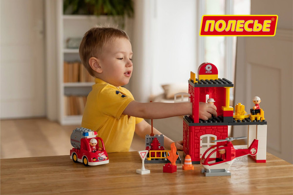 Изображение товара Конструктор Полесье Макси. Пожарная станция / 77516 (64эл)